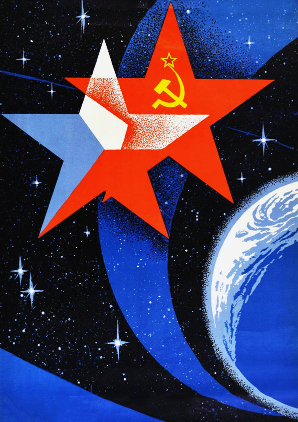 Soviet poster celebrating the Czechoslovak-Soviet Soyuz mission