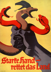 Strong hand saves the country — German poster