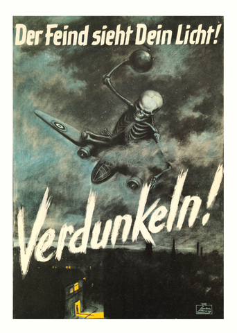 The enemy sees your light! Blackout! — German poster