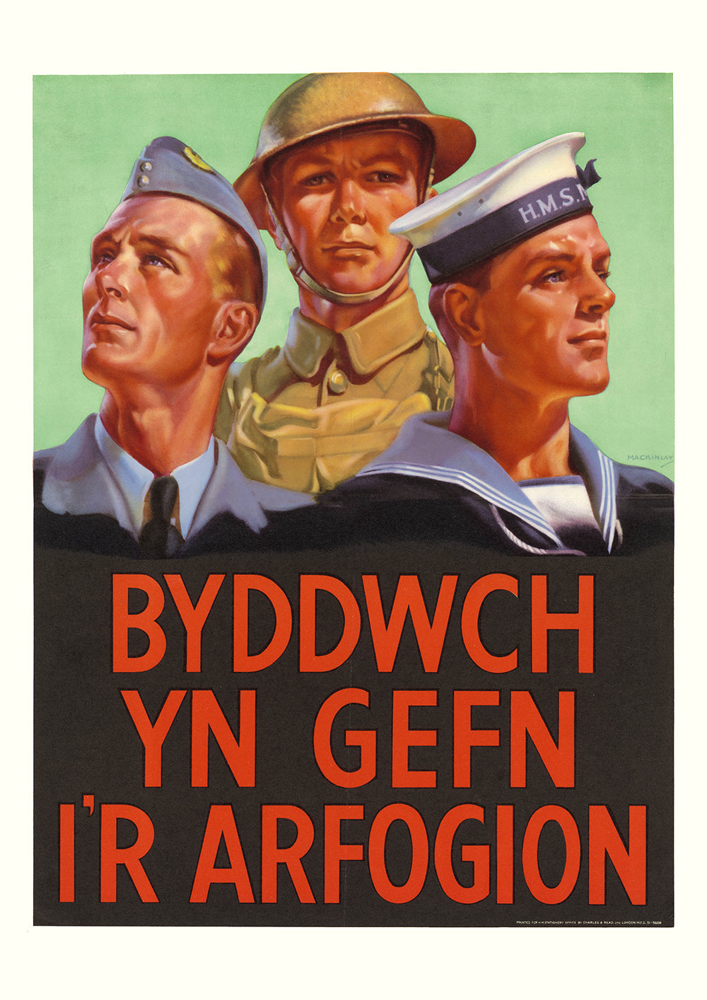 Back up the fighting forces — Welsh World War Two poster