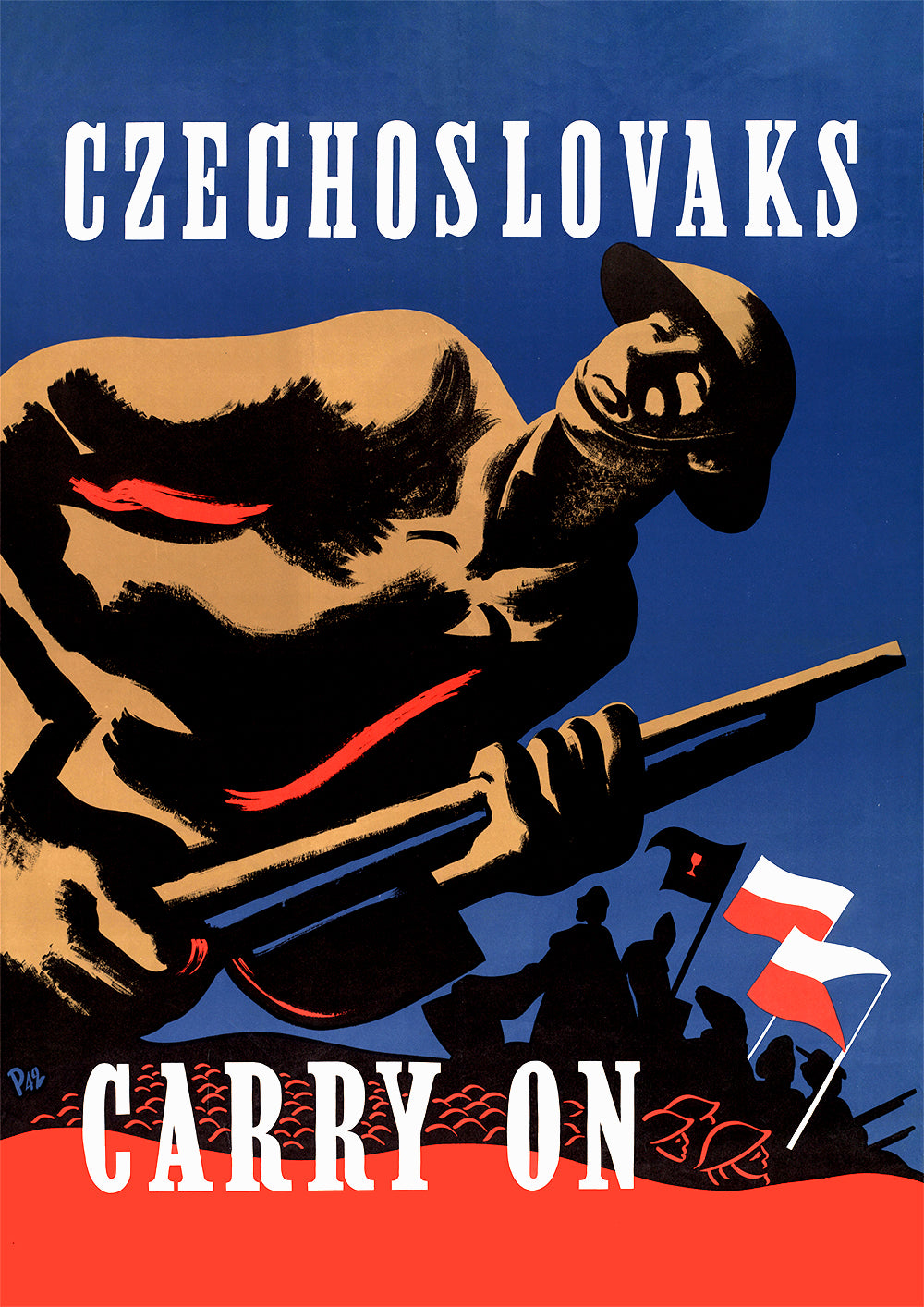 Czechoslovaks carry on — Czechoslovak World War Two poster