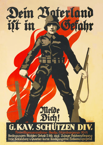 Your Fatherland is in danger, register! – German poster