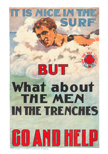 It is nice in the surf BUT what about the men in the trenches — Australian World War One poster