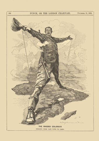 The Rhodes Colossus - British cartoon