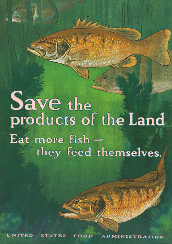 Eat more fish, they feed themselves — American World War One poster