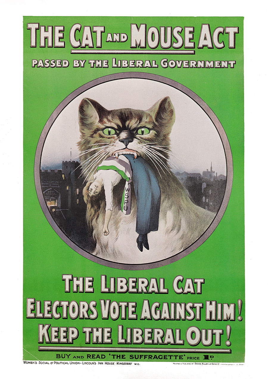 The cat and mouse act - British Suffragette poster