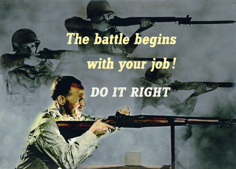 The battle begins with your job! — American World War Two poster