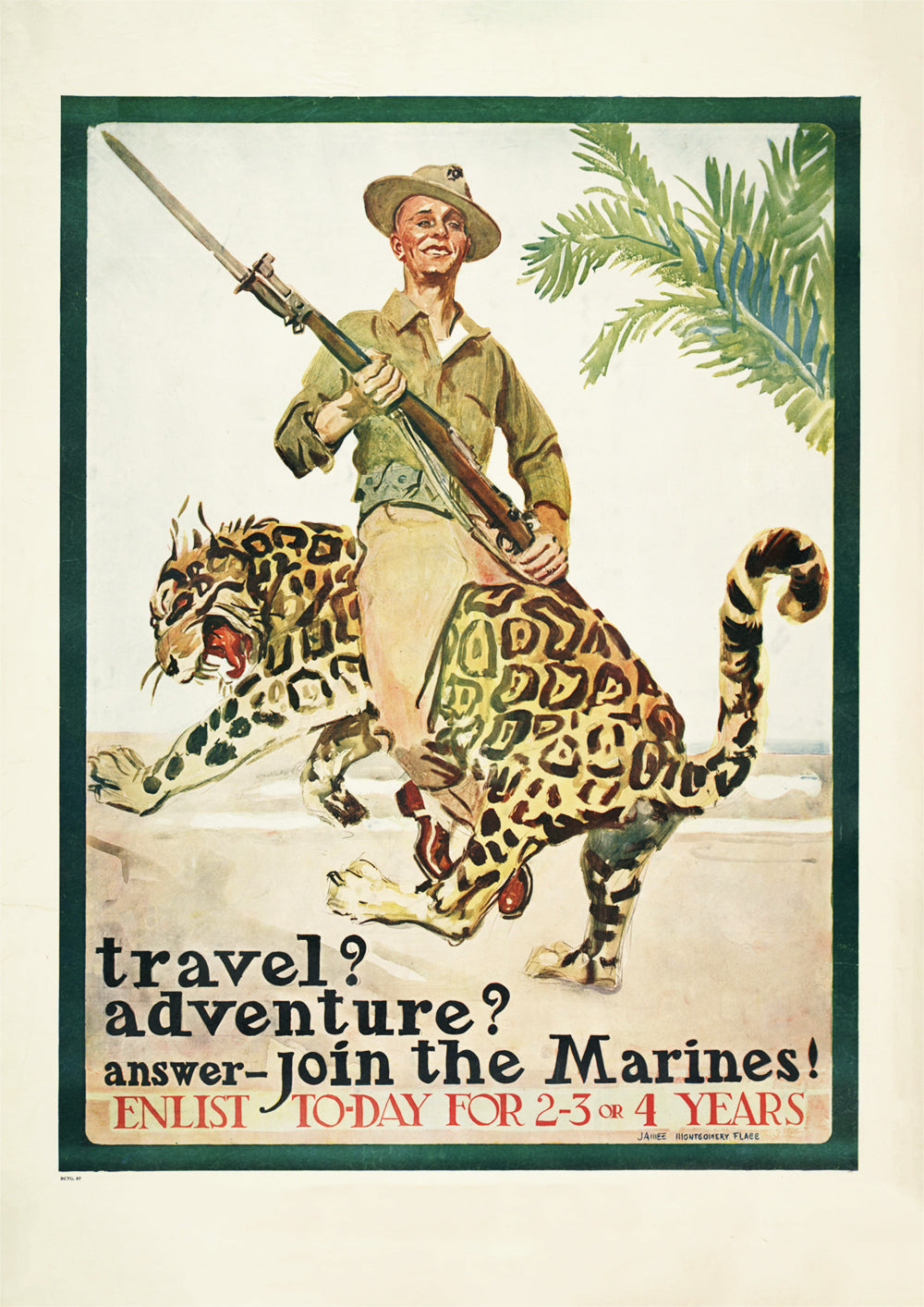 Travel? Adventure? Answer – join the Marines! – American World War One poster